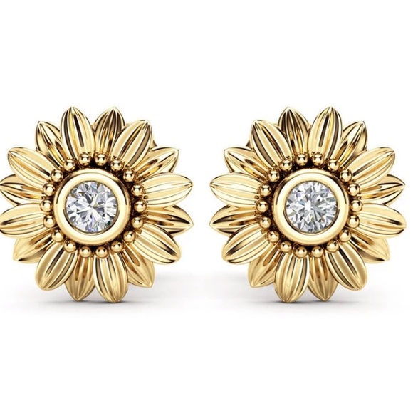 Jewelry - 18K yellow gold sunflower earrings